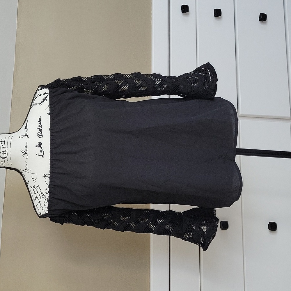 Boho Bohemian Style Off-shoulder Black Lace Bell Sleeves Medium